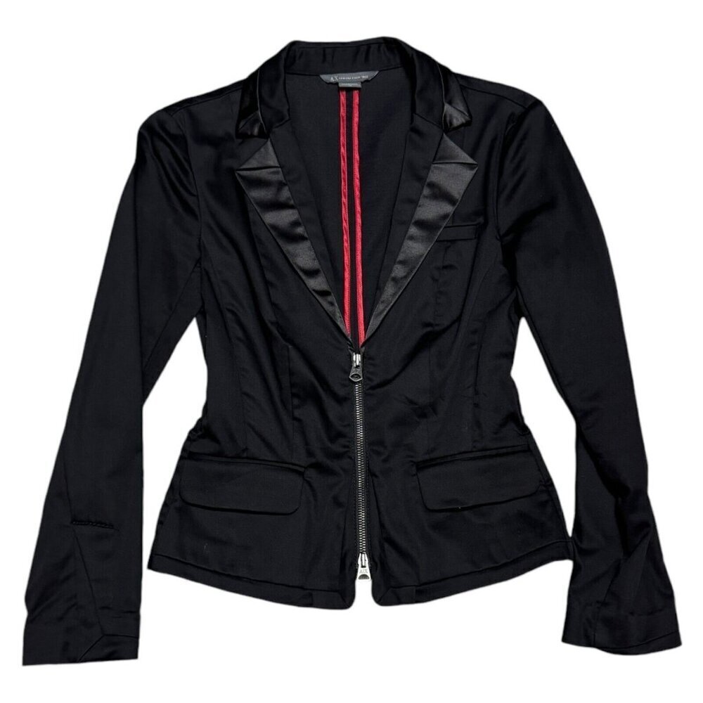 ARMANI Exchange Luxury Designer Black Blazer Business Casual Work Jacket XS